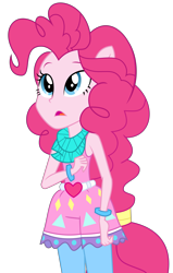 Size: 3827x6000 | Tagged: safe, artist:limedazzle, character:pinkie pie, equestria girls:legend of everfree, g4, my little pony: equestria girls, my little pony:equestria girls, absurd resolution, camp fashion show outfit, clothing, female, looking up, open mouth, ponied up, simple background, solo, transparent background, vector, worried
