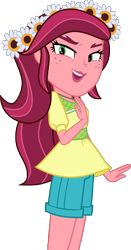 Size: 3076x5856 | Tagged: safe, artist:limedazzle, character:gloriosa daisy, equestria girls:legend of everfree, g4, my little pony: equestria girls, my little pony:equestria girls, absurd resolution, clothing, female, freckles, open mouth, shorts, simple background, solo, transparent background, vector