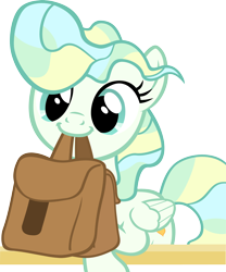 Size: 2582x3105 | Tagged: safe, artist:ironm17, character:vapor trail, episode:to where and back again, episode:top bolt, g4, my little pony: friendship is magic, bag, cute, female, mouth hold, saddle bag, simple background, smiling, solo, to saddlebags and back again, transparent background, vaporbetes, vector