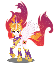 Size: 6500x7529 | Tagged: safe, artist:orin331, character:nightmare star, character:princess celestia, species:pony, absurd resolution, alternate universe, ethereal mane, evil, evil celestia, evil grin, female, fusion, god, grin, jewelry, mane of fire, mare, mirror universe, potara, regalia, simple background, smiling, smirk, solo, transparent background, vector, xk-class end-of-the-world scenario