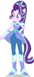 Size: 2674x6000 | Tagged: safe, artist:limedazzle, edit, part of a set, character:starlight glimmer, equestria girls:legend of everfree, g4, my little pony: equestria girls, my little pony:equestria girls, absurd resolution, alternate universe, boots, clothing, crystal guardian, female, high heel boots, ponied up, ponytail, request, simple background, smiling, solo, sparkles, transparent background, vector, vector edit