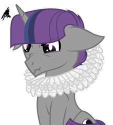 Size: 524x580 | Tagged: safe, artist:ipandacakes, oc, oc only, oc:crescendo, parent:royal guard, parent:twilight sparkle, parent:unnamed oc, parents:canon x oc, parents:guardlight, species:pony, species:unicorn, clothing, collar, elizabethan, offspring, ruff (clothing), simple background, solo, transparent background