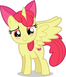 Size: 4305x5000 | Tagged: safe, artist:limedazzle, character:apple bloom, species:alicorn, species:pony, absurd resolution, alicornified, bloomicorn, blushing, cute, cutie mark, female, filly, race swap, solo, the cmc's cutie marks