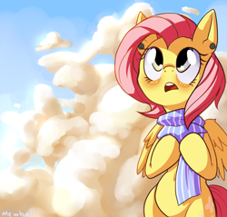 Size: 1200x1147 | Tagged: safe, artist:mewball, character:fluttershy, clothing, female, piercing, scarf, solo
