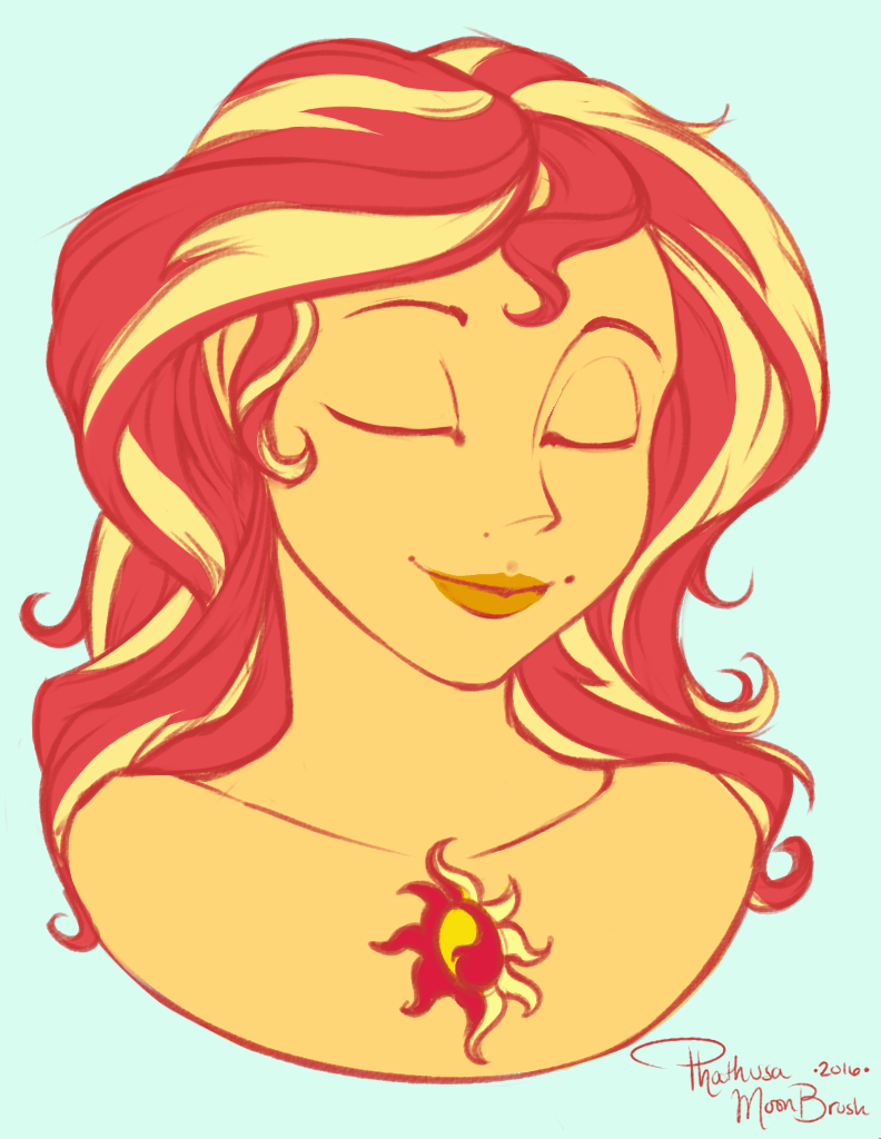 Size: 792x1024 | Tagged: safe, artist:phathusa, character:sunset shimmer, my little pony:equestria girls, alternative cutie mark placement, animated, blinking, boobie mark, bust, female, gif, looking at you, nudity, simple background, smiling, solo, white background