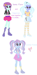 Size: 600x1200 | Tagged: safe, artist:berrypunchrules, character:sugarcoat, character:sunny flare, my little pony:equestria girls, fusion, multiple arms, multiple eyes