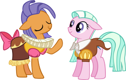 Size: 2871x1826 | Tagged: safe, artist:ironm17, character:frying pan, character:tender brush, episode:hearth's warming eve, g4, my little pony: friendship is magic, chancellor puddinghead, clothing, las pegasus resident, ruff (clothing), simple background, smart cookie, transparent background, vector