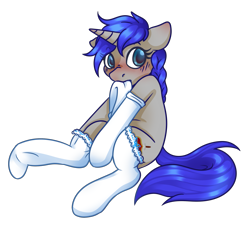 Size: 2435x2254 | Tagged: safe, artist:ruef, oc, oc only, oc:compass rose, clothing, commission, mouth hold, simple background, socks, solo, transparent background