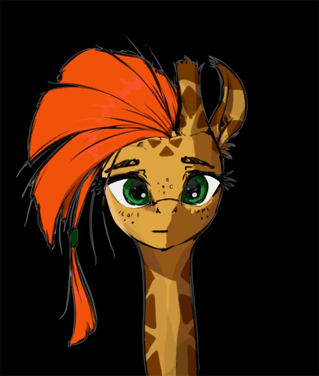 Size: 637x750 | Tagged: safe, artist:equum_amici, artist:madhotaru, oc, oc only, oc:twiggy, animated, cinemagraph, gif, giraffe, looking at you, solo