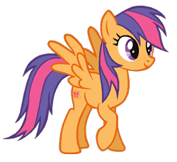 Size: 649x593 | Tagged: safe, artist:colossalstinker, character:rainbow dash, character:scootaloo, species:pegasus, species:pony, g3, cute, cutealoo, female, g3 to g4, g3betes, generation leap, recolor, simple background, solo, transparent background