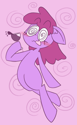 Size: 1219x1971 | Tagged: safe, artist:typhwosion, character:berry punch, character:berryshine, species:pony, bipedal, drunk, female, glass, solo, swirly eyes