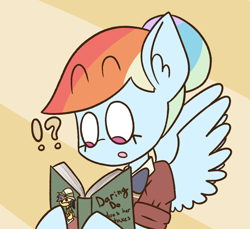 Size: 1454x1329 | Tagged: safe, artist:typhwosion, character:daring do, character:rainbow dash, book, female, rainbow dork, solo