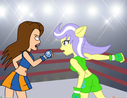 Size: 4000x3090 | Tagged: safe, artist:dieart77, character:upper crust, my little pony:equestria girls, american dad, belly button, boxing, boxing ring, clothing, crossover, exeron fighters, exeron gloves, lisa silver, midriff, skirt, sports bra