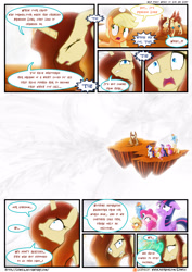 Size: 3500x4950 | Tagged: safe, artist:light262, artist:lummh, character:applejack, character:fluttershy, character:pinkie pie, character:rainbow dash, character:rarity, character:twilight sparkle, character:twilight sparkle (alicorn), oc, oc:princess tempora, species:alicorn, species:pony, comic:timey wimey, absurd resolution, comic, dialogue, floppy ears, impending doom, implied princess celestia, implied princess luna, magic, magic aura, mane six, patreon, scared, spell