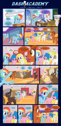 Size: 1248x2556 | Tagged: safe, artist:sorcerushorserus, character:dumbbell, character:firefly, character:fluttershy, character:gilda, character:rainbow dash, character:surprise, oc, species:griffon, species:pegasus, species:pony, comic:dash academy, argie ribbs, baby ribbs, brolly, coach, comic, female, gym, junior speedsters chant, male, mare, quiz, school, semi-grimdark series, stallion, suggestive series, teacher, whitewash
