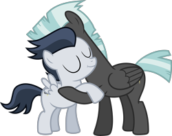 Size: 7640x6064 | Tagged: safe, artist:meandmyideas, artist:pink1ejack, character:rumble, character:thunderlane, species:pegasus, species:pony, :t, absurd resolution, brotherly love, brothers, colt, cute, duo, eyes closed, hug, male, raised hoof, rumblebetes, siblings, simple background, smiling, spread wings, transparent background, vector, wings