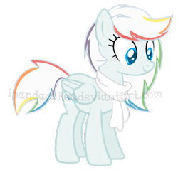 Size: 764x729 | Tagged: safe, artist:ipandacakes, oc, oc only, oc:featherdust, parent:double diamond, parent:rainbow dash, parents:doubledash, species:pegasus, species:pony, clothing, female, mare, offspring, scarf, simple background, solo, transparent background, watermark
