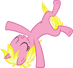 Size: 3578x3307 | Tagged: safe, artist:ironm17, character:sunshine smiles, species:pony, species:unicorn, episode:canterlot boutique, g4, my little pony: friendship is magic, cartwheel, eyes closed, horn, pink fur, simple background, smiling, solo, transparent background, vector