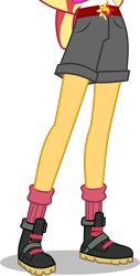 Size: 2047x4015 | Tagged: safe, artist:limedazzle, artist:teentitansfan201, character:sunset shimmer, equestria girls:legend of everfree, g4, my little pony: equestria girls, my little pony:equestria girls, absurd resolution, belt, boots, clothing, cropped, female, leg focus, legs, pictures of legs, shorts, simple background, socks, solo, transparent background, vector