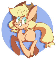 Size: 1280x1373 | Tagged: safe, artist:typhwosion, character:applejack, species:pony, :d, female, missing cutie mark, simple background, solo