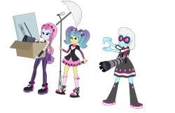 Size: 15019x9659 | Tagged: safe, artist:pink1ejack, character:photo finish, episode:photo finished, g4, my little pony: equestria girls, my little pony:equestria girls, absurd resolution, boots, box, camera, clothing, high heel boots, pixel pizazz, shoes, simple background, socks, sunglasses, the snapshots, transparent background, vector, violet blurr