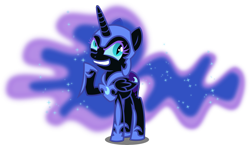 Size: 6878x4000 | Tagged: safe, artist:orin331, character:nightmare moon, character:princess luna, species:alicorn, species:pony, absurd resolution, adorabolical, armor, cute, ethereal mane, evil, evil eyes, evil grin, female, filly, foal, galaxy mane, grin, jewelry, moonabetes, nightmare woon, regalia, royalty, simple background, smiling, solo, teenager, transparent background, vector, younger