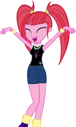 Size: 2625x4373 | Tagged: safe, artist:ironm17, character:pacific glow, my little pony:equestria girls, absurd resolution, armpits, clothing, dancing, equestria girls-ified, eyes closed, female, glowstick, leg warmers, pacifier, shorts, simple background, solo, tank top, transparent background, vector