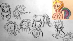 Size: 1253x706 | Tagged: safe, artist:colossalstinker, character:rarity (g3), species:pony, species:unicorn, g3, g3.5, angry, female, g3 to g3.5, generation leap, happy, rapeface, sad, sketch, solo, traditional art