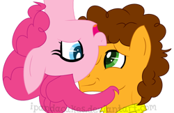Size: 1024x663 | Tagged: safe, artist:ipandacakes, character:cheese sandwich, character:pinkie pie, ship:cheesepie, colored pupils, female, looking at each other, male, shipping, simple background, straight, transparent background, upside down