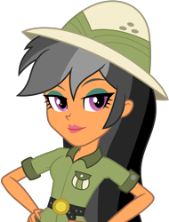 Size: 6415x8458 | Tagged: safe, artist:pink1ejack, character:daring do, my little pony:equestria girls, absurd resolution, chestnut magnifico, clothing, female, hat, looking at you, pith helmet, simple background, solo, transparent background, vector
