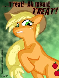 Size: 540x720 | Tagged: safe, artist:texasuberalles, character:applejack, species:earth pony, species:pony, clothing, cowboy hat, female, halloween, hat, mare, solo