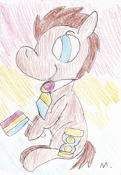 Size: 898x1292 | Tagged: safe, artist:ptitemouette, character:doctor whooves, character:time turner, species:pony, doctor who, flag, lgbt, male, pansexual, pansexual pride flag, pride, solo, stallion, traditional art