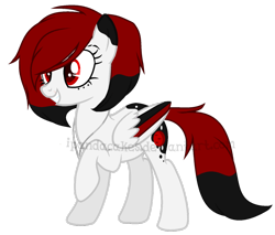 Size: 990x842 | Tagged: safe, artist:ipandacakes, base used, oc, oc only, oc:blood moon, species:pegasus, species:pony, colored wings, female, mare, multicolored wings, raised hoof, simple background, smiling, solo, transparent background