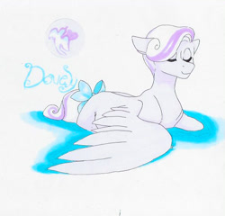 Size: 594x571 | Tagged: safe, artist:frozensoulpony, oc, oc only, oc:dovely pinup, parent:cotton sky, parent:hoity toity, species:pegasus, species:pony, bow, male, offspring, solo, stallion, tail bow, water