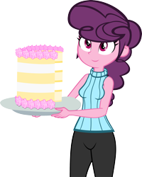 Size: 2798x3505 | Tagged: safe, artist:ironm17, character:sugar belle, my little pony:equestria girls, cake, clothing, equestria girls-ified, female, food, simple background, sleeveless sweater, sleeveless turtleneck, solo, transparent background, vector
