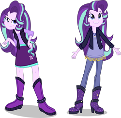 Size: 8500x8261 | Tagged: safe, artist:limedazzle, character:starlight glimmer, episode:my past is not today, equestria girls:rainbow rocks, g4, my little pony: equestria girls, my little pony:equestria girls, absurd resolution, alternate universe, boots, clothing, female, hand on hip, high heel boots, jacket, jewelry, leather jacket, necklace, simple background, skirt, solo, spikes, transparent background, vector
