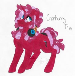 Size: 535x545 | Tagged: safe, artist:frozensoulpony, oc, oc only, oc:cranberry pie, parent:party favor, parent:pinkie pie, parents:partypie, species:earth pony, species:pony, species:unicorn, female, glasses, headphones, mare, offspring, solo, traditional art