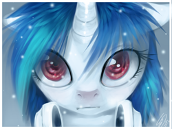 Size: 1600x1200 | Tagged: safe, artist:imalou, character:dj pon-3, character:vinyl scratch, 2012, bust, female, headphones, looking at you, portrait, solo