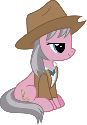 Size: 5531x7964 | Tagged: safe, artist:pink1ejack, character:wrangler, species:earth pony, species:pony, episode:fluttershy leans in, g4, my little pony: friendship is magic, absurd resolution, clothing, cowboy hat, female, hat, mare, simple background, sitting, skunk stripe, solo, stetson, that was fast, transparent background, vector