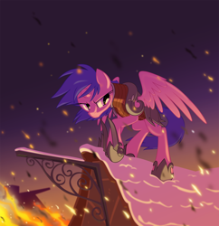 Size: 2250x2325 | Tagged: safe, artist:equestria-prevails, character:firefly, species:alicorn, species:pony, g1, alicornified, armor, broken horn, female, fire, g1 to g4, generation leap, hoof blades, hoof shoes, mare, race swap, solo