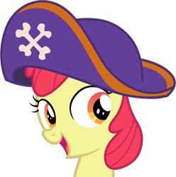 Size: 6604x6654 | Tagged: safe, artist:pink1ejack, character:apple bloom, species:pony, episode:hard to say anything, g4, my little pony: friendship is magic, absurd resolution, clothing, female, hat, mare, open mouth, pirate bloom, pirate hat, simple background, solo, spyrate, transparent background, vector