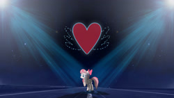 Size: 3840x2160 | Tagged: safe, artist:bronyno786, artist:pink1ejack, character:angel wings, ambient, bow, female, heart, lighting, raised hoof, runway, shadow, solo, vector, wallpaper
