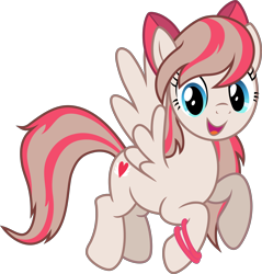 Size: 6376x6681 | Tagged: safe, artist:pink1ejack, character:angel wings, species:pegasus, species:pony, absurd resolution, bow, cute, diawinges, female, hair bow, happy, mare, open mouth, simple background, smiling, solo, transparent background, vector