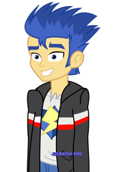Size: 1600x2263 | Tagged: safe, artist:jucamovi1992, character:flash sentry, species:human, my little pony:equestria girls, expressions, forced smile, male, simple background, solo, transparent background, vector, watermark