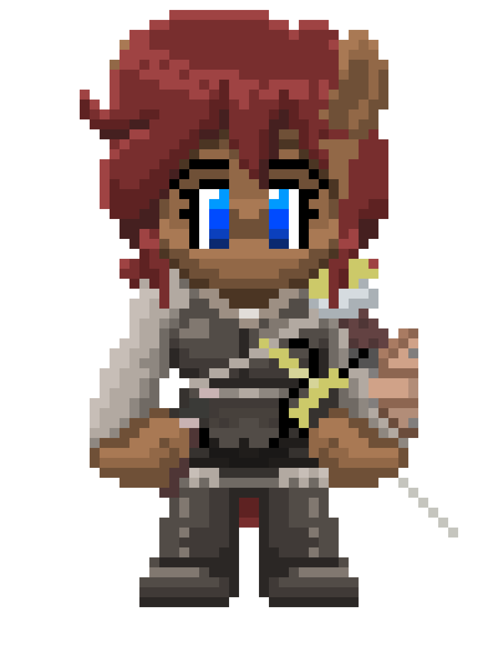 Size: 1000x1300 | Tagged: safe, artist:amaraburrger, oc, oc only, oc:latch, species:anthro, animated, female, gif, pixel art, rapier, simple background, solo, sword, transparent background, walk cycle, walking, weapon