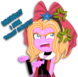 Size: 1600x1565 | Tagged: safe, artist:jucamovi1992, oc, oc only, oc:aglaope, my little pony:equestria girls, angry, dinkleberg, simple background, solo, the fairly oddparents, transparent background, vector
