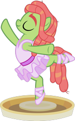 Size: 2043x3308 | Tagged: safe, artist:punzil504, character:tree hugger, species:earth pony, species:pony, ballerina, clothing, dancing, eyes closed, female, huggerbetes, mare, simple background, solo, transparent background