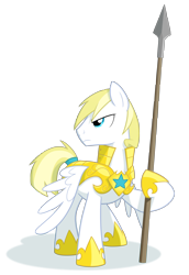 Size: 2000x2900 | Tagged: safe, artist:equestria-prevails, oc, oc only, oc:cloud skipper, species:pegasus, species:pony, armor, frown, guard, high res, male, simple background, soldier, solo, spear, spread wings, stallion, stern, transparent background, vector, weapon, wings, wings down