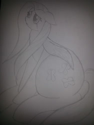 Size: 2448x3264 | Tagged: safe, artist:taurson, character:fluttershy, species:pegasus, species:pony, crying, female, mare, monochrome, sad, sitting, solo, traditional art