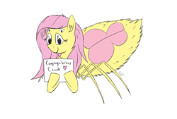 Size: 2039x1378 | Tagged: safe, artist:taurson, character:fluttershy, cute, female, monster pony, original species, sign, simple background, solo, species swap, spiderpony, spidershy, white background